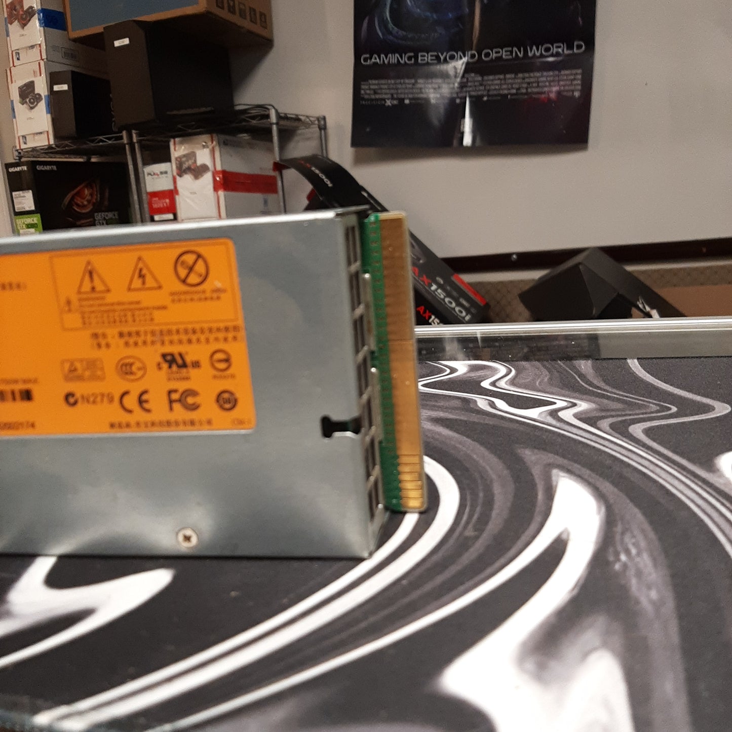 HP server 750W PSU + breakout board and cables .