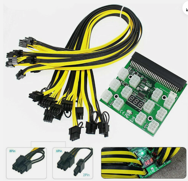 HP server 750W PSU + breakout board and cables .